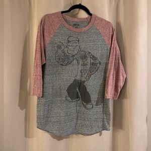 Gray Popeye  3/4 Sleeves T-Shirt